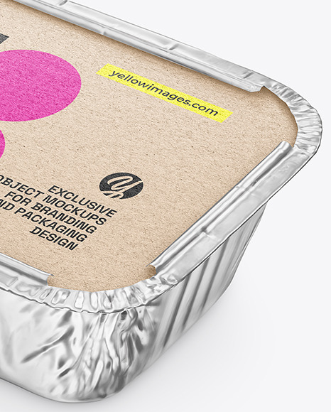 Aluminium Foil Container with Kraft Paper Lid Mockup
