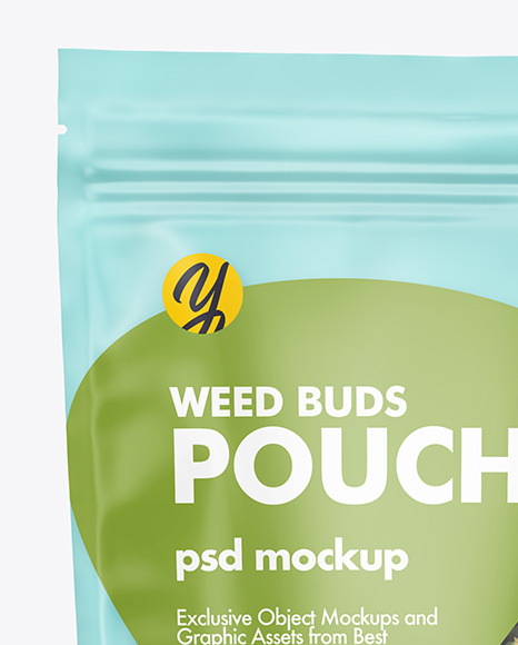 Frosted Stand-Up Pouch w/ Weed Buds Mockup