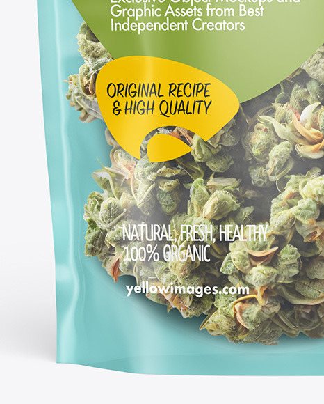 Frosted Stand-Up Pouch w/ Weed Buds Mockup