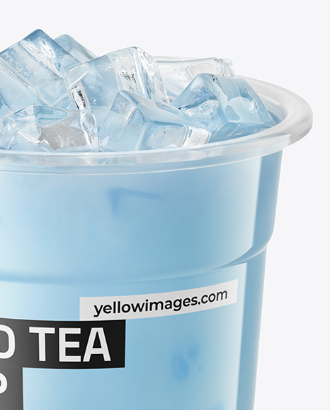 Iced Blue Milk Tea Cup Mockup