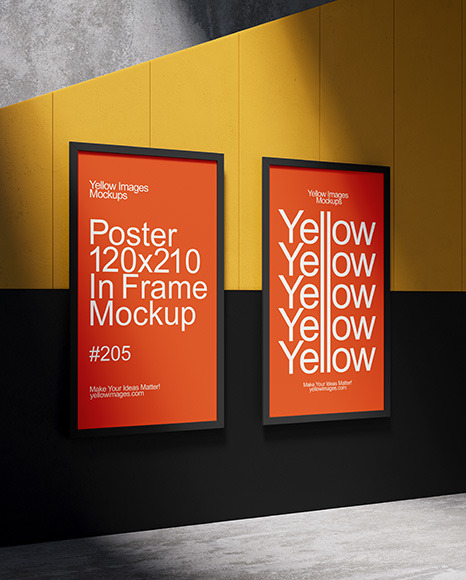 Two Street Framed Posters on a Wall Mockup