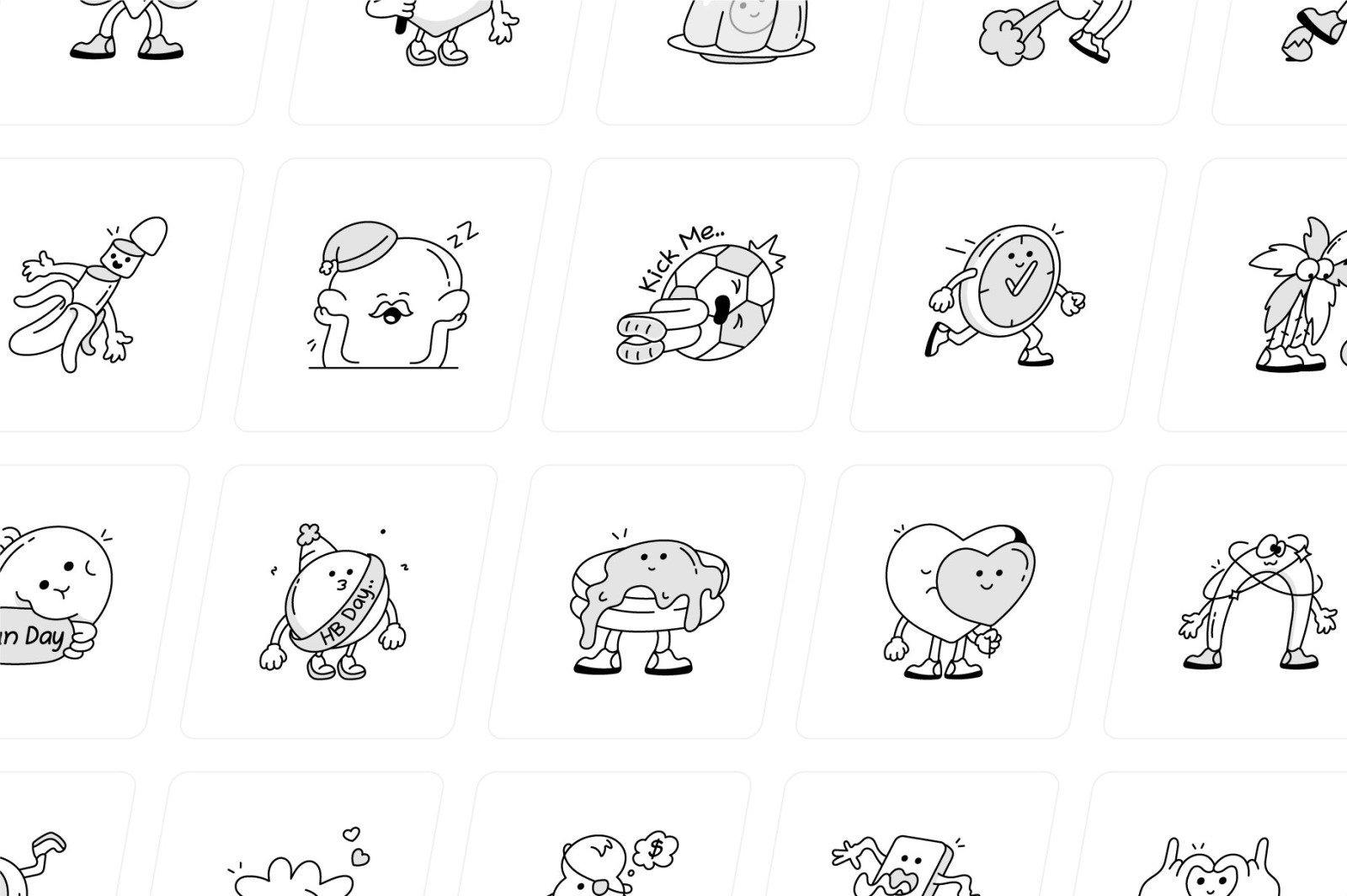 Funny Mascots Doodles Set Funny Mascots Doodles Set