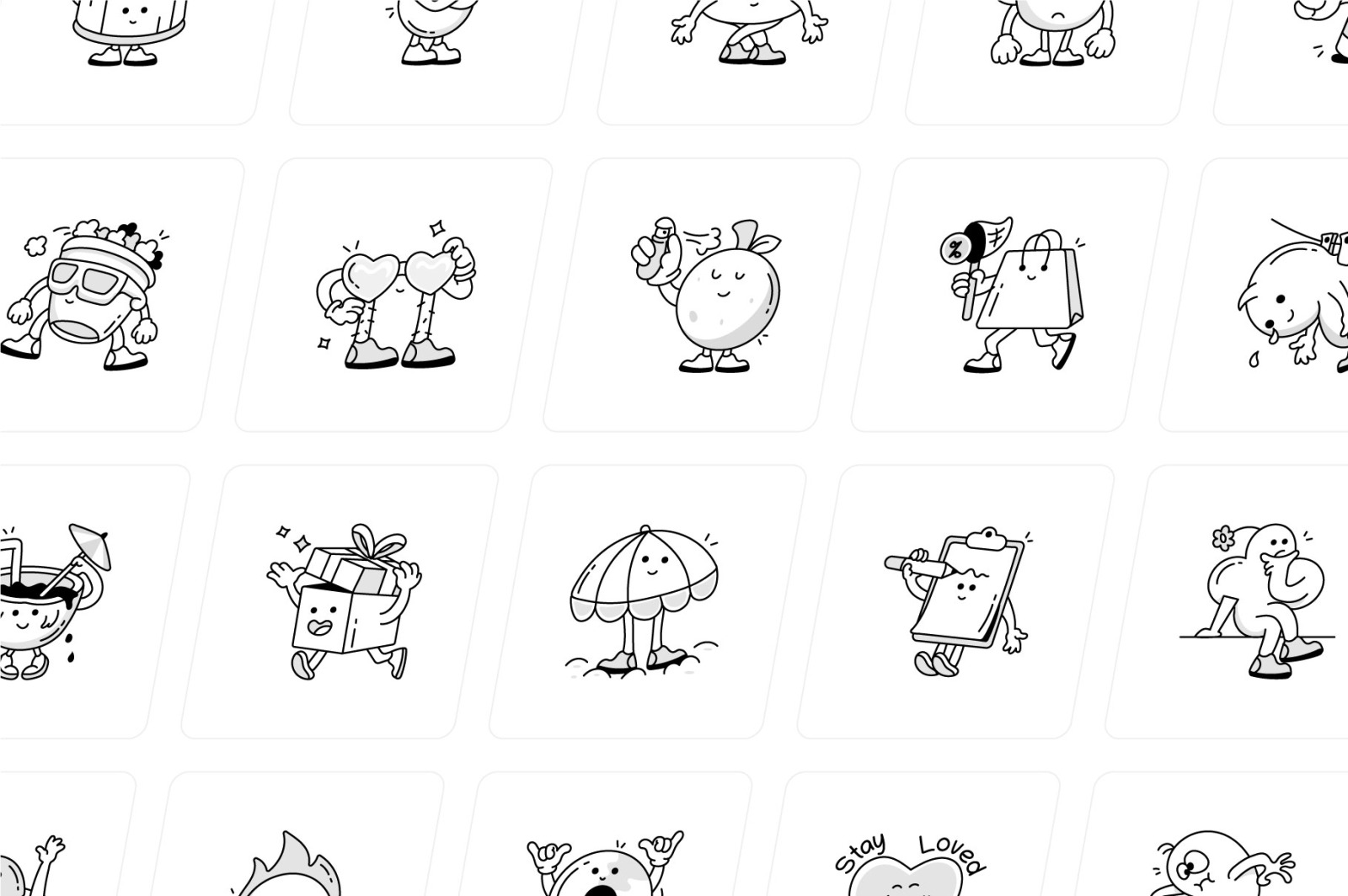 Funny Mascots Doodles Set Funny Mascots Doodles Set