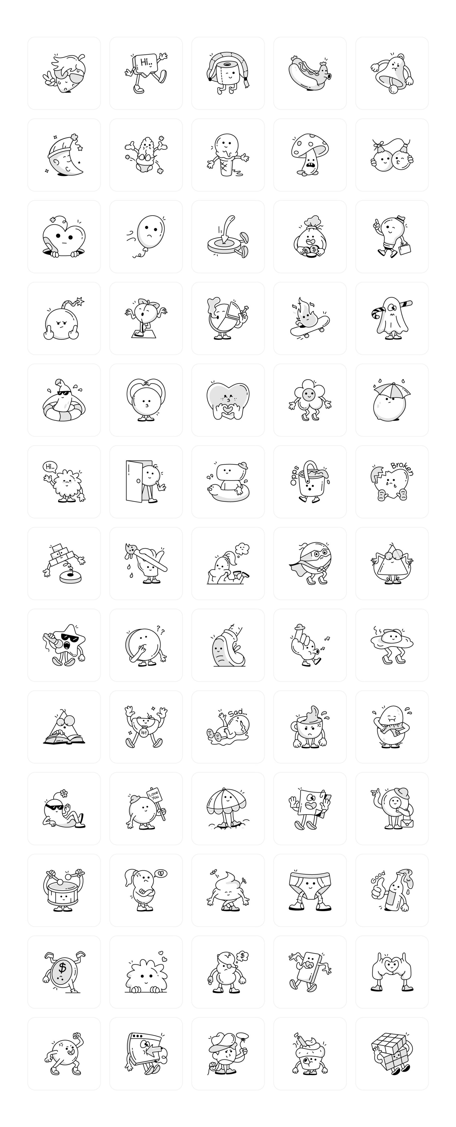 Funny Mascots Doodles Set Funny Mascots Doodles Set