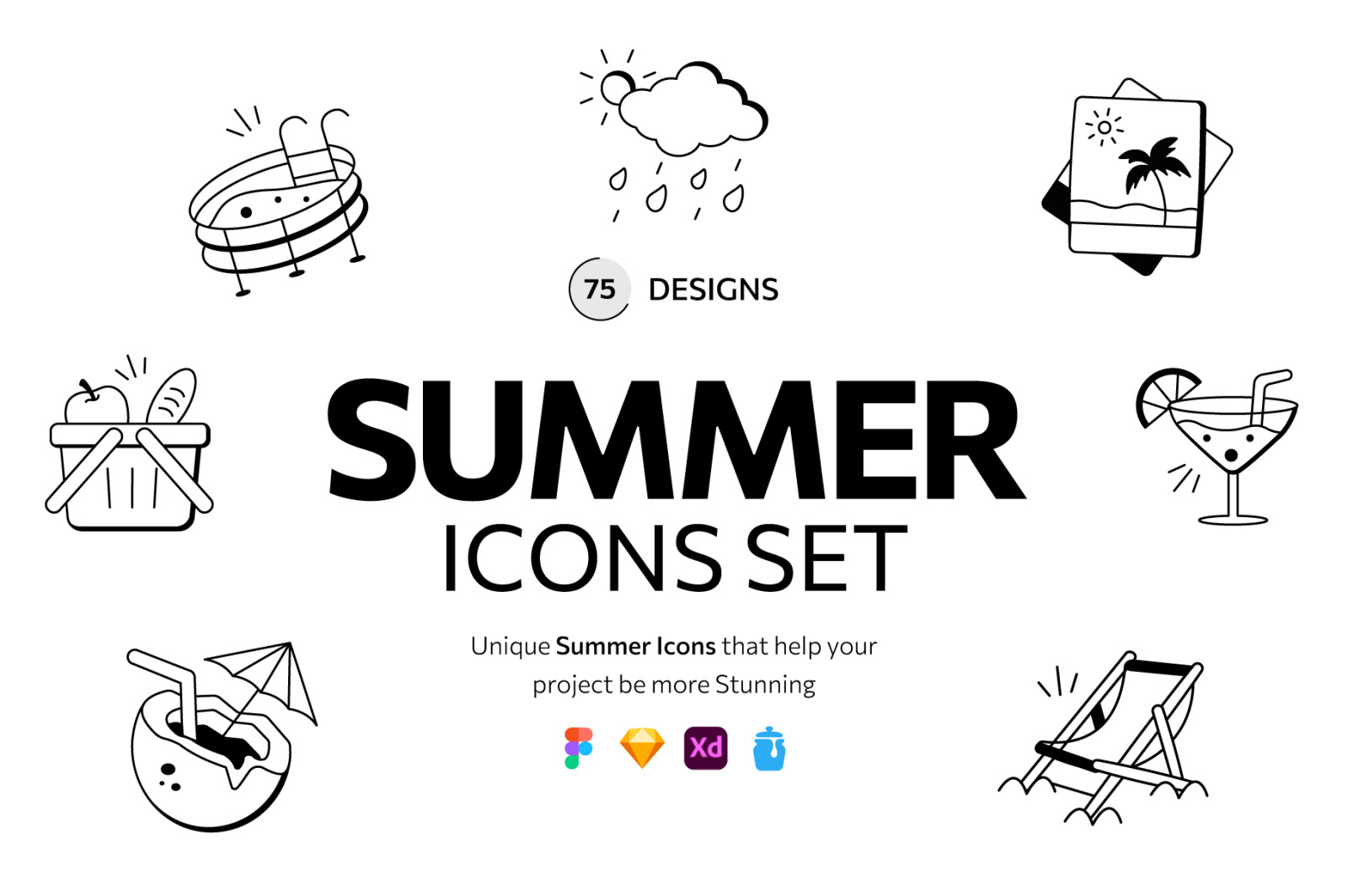 Summer and Beach Doodles Set Summer and Beach Doodles Set
