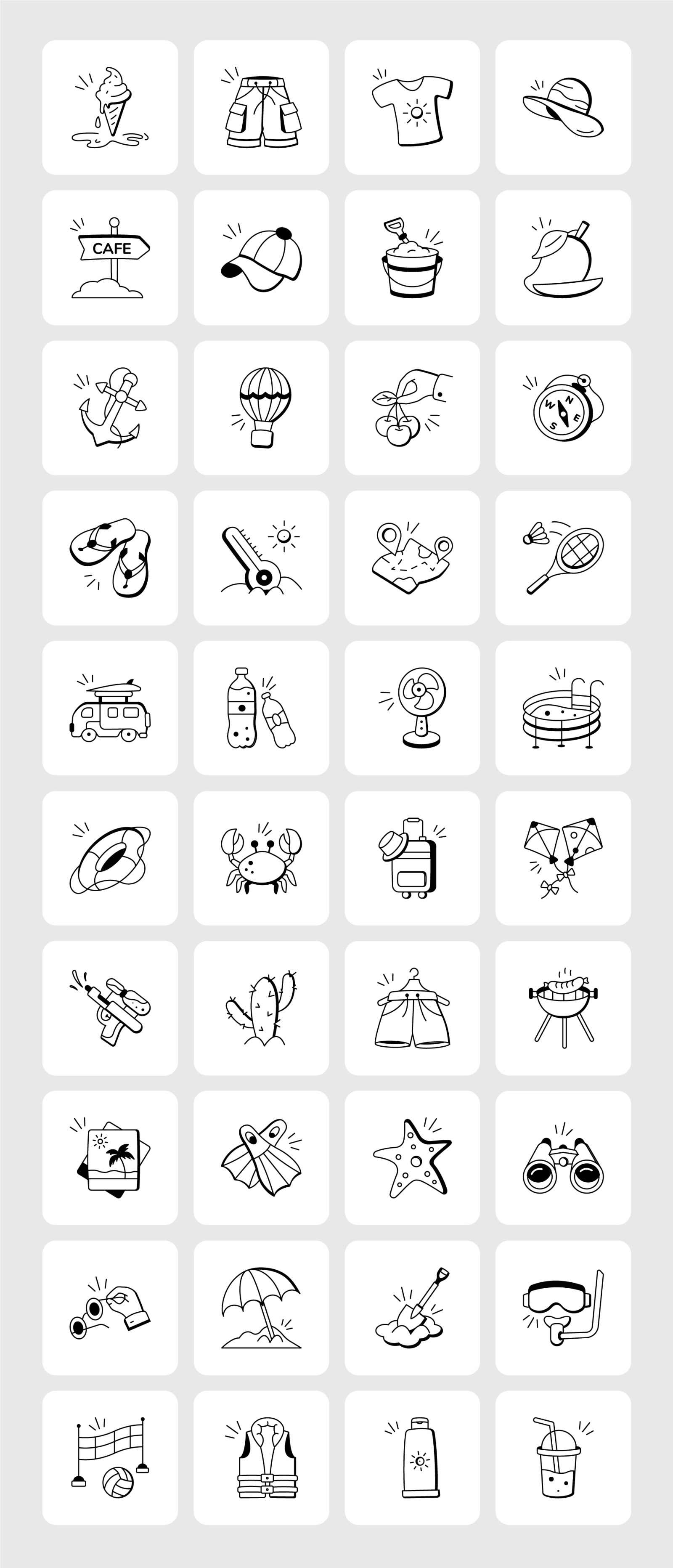 Summer and Beach Doodles Set Summer and Beach Doodles Set
