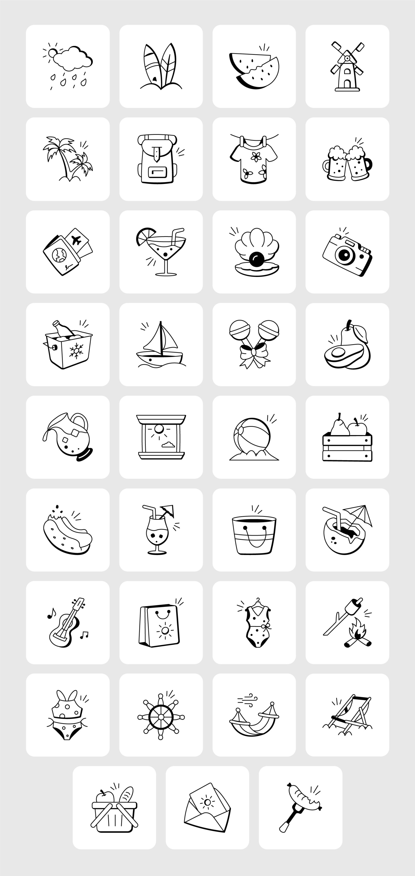 Summer and Beach Doodles Set Summer and Beach Doodles Set