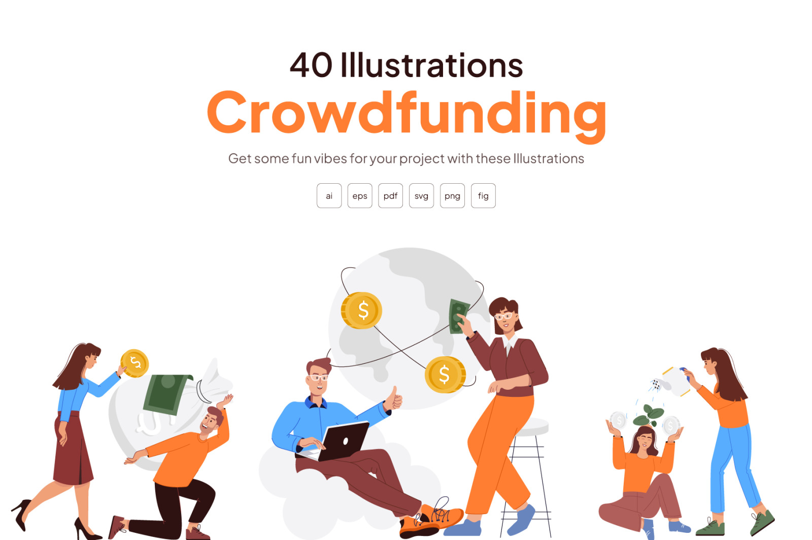 Crowdfunding Illustration Set Crowdfunding Illustration Set