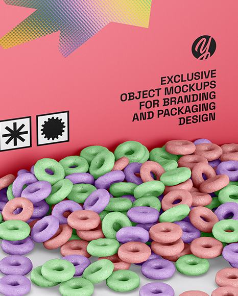 Box With Cereal Mockup