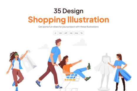 Animated Shopping Illustration Set - Buy online