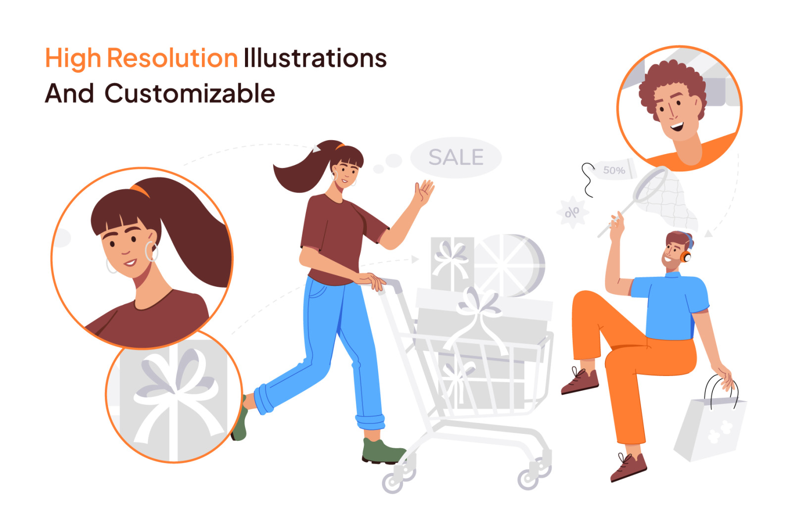 Shopping Vector Illustration Set Shopping Vector Illustration Set