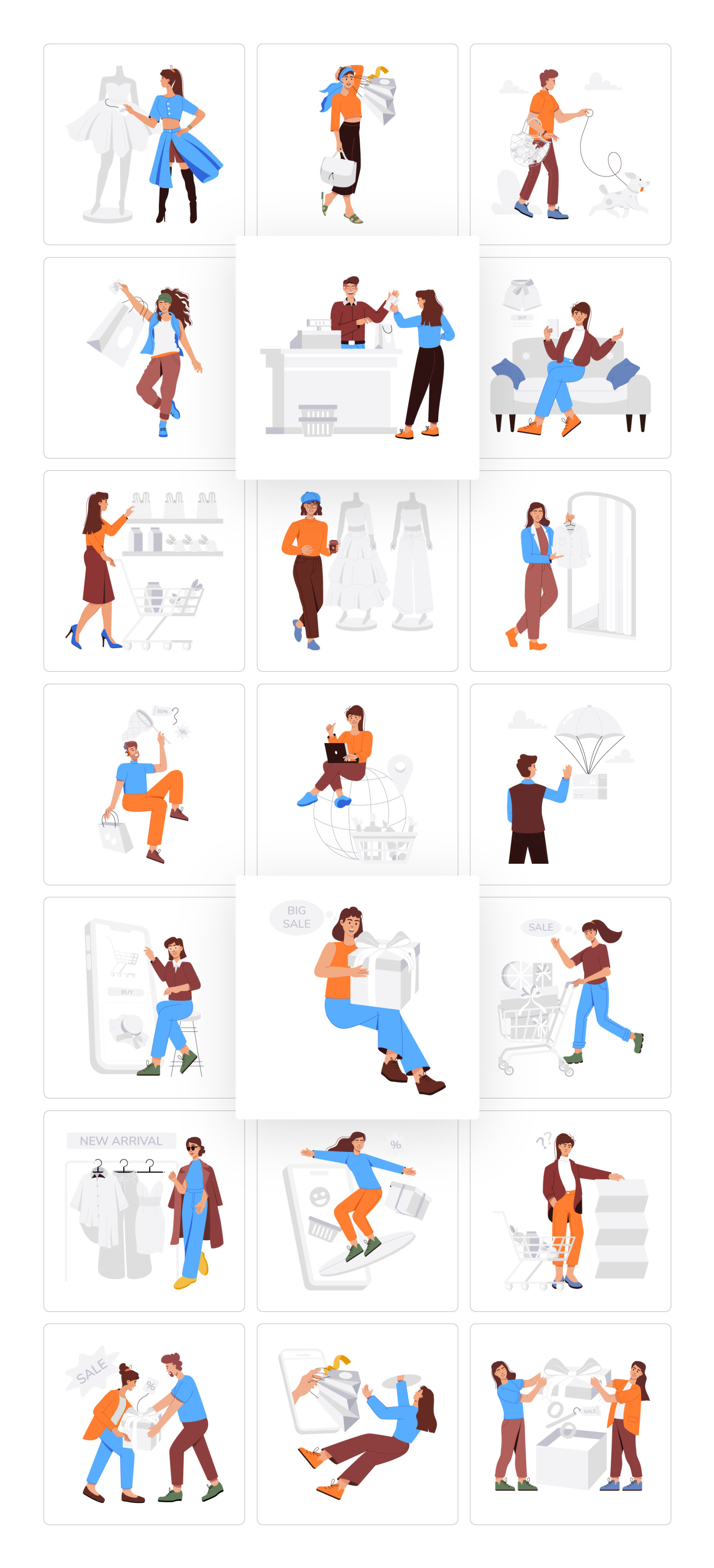 Shopping Vector Illustration Set Shopping Vector Illustration Set