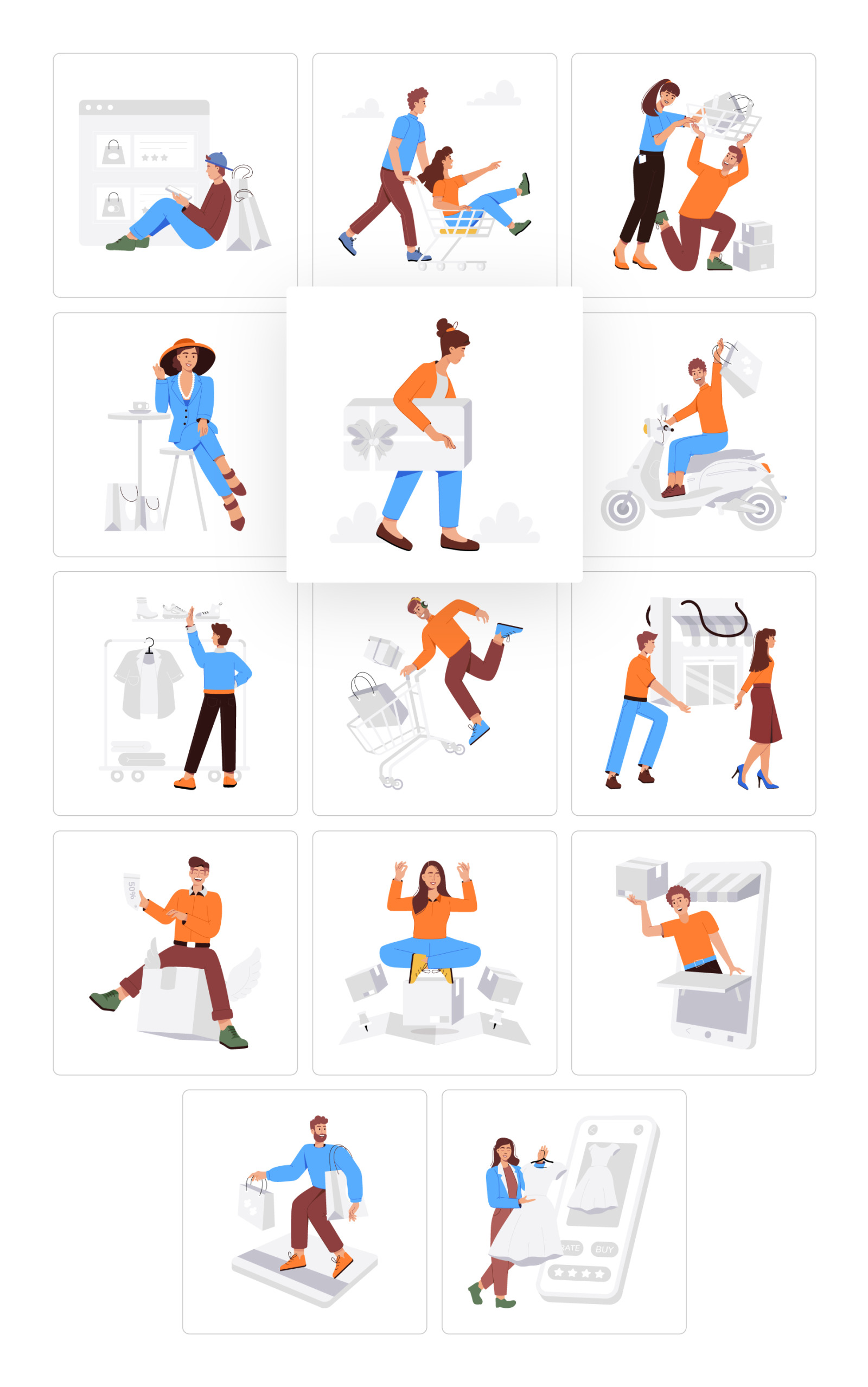Shopping Vector Illustration Set Shopping Vector Illustration Set