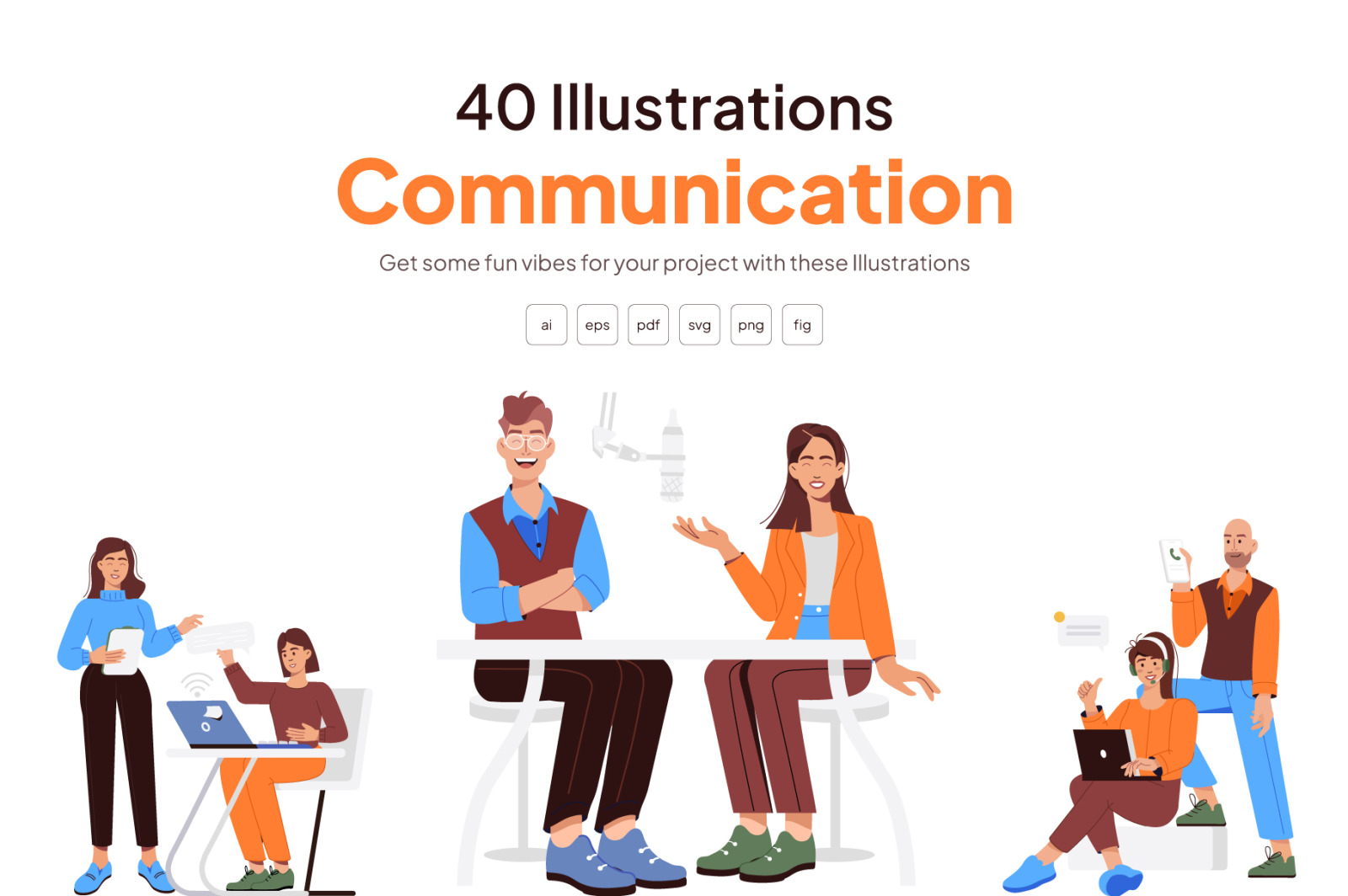 Communication Illustration Set Communication Illustration Set