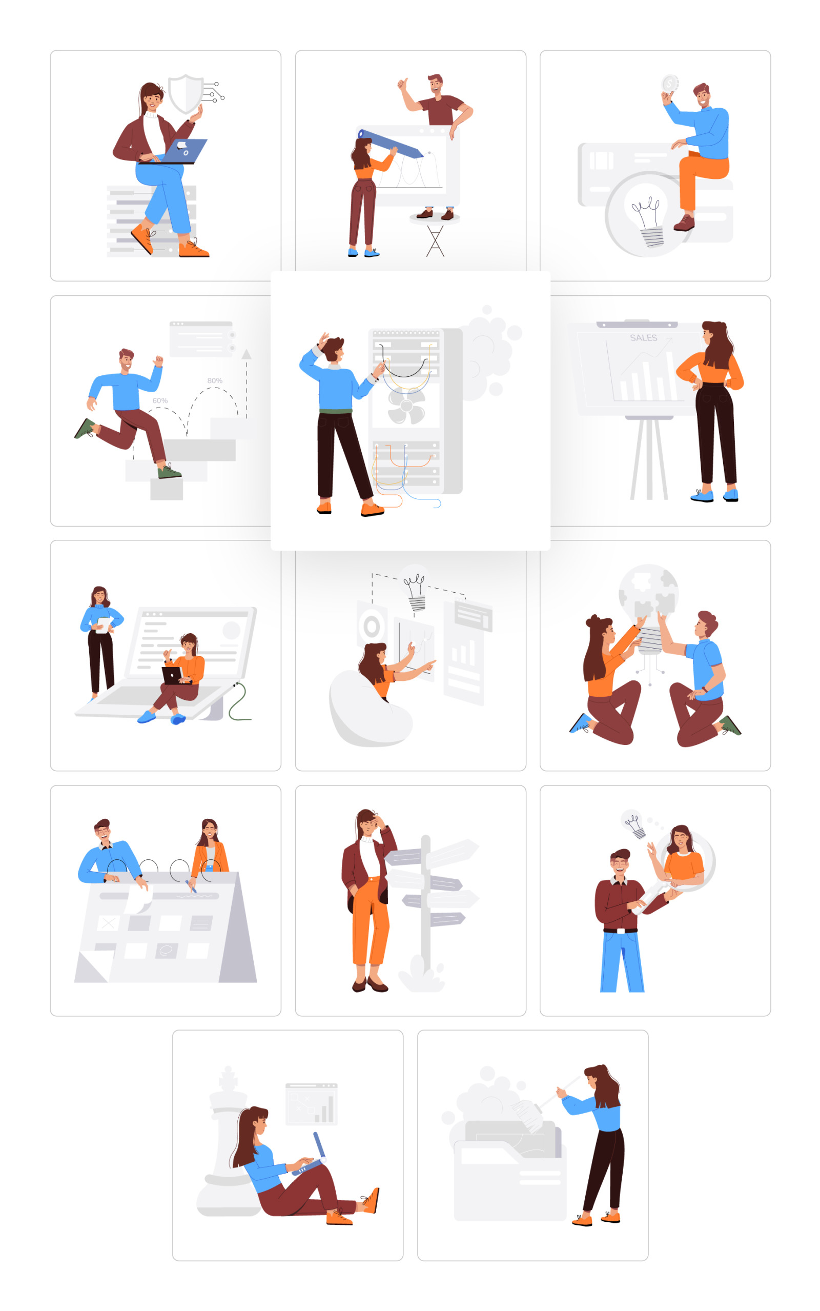 Analysis Vector Illustration Set Analysis Vector Illustration Set