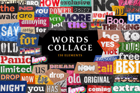 Words Collage Elements - Pieces