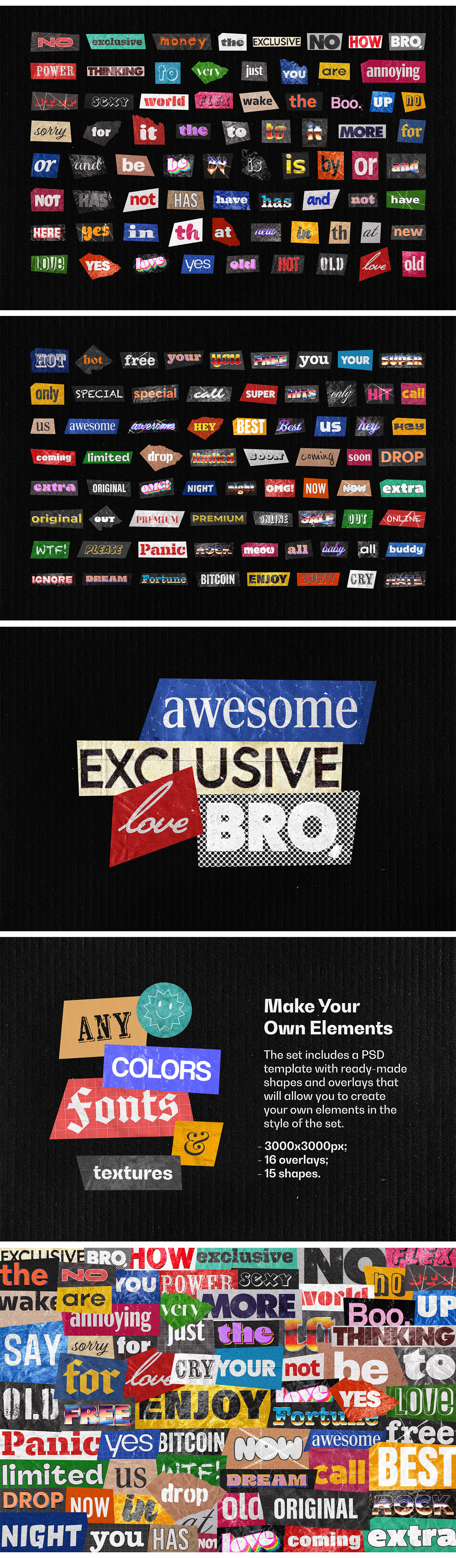 Words Collage Elements Words Collage Elements