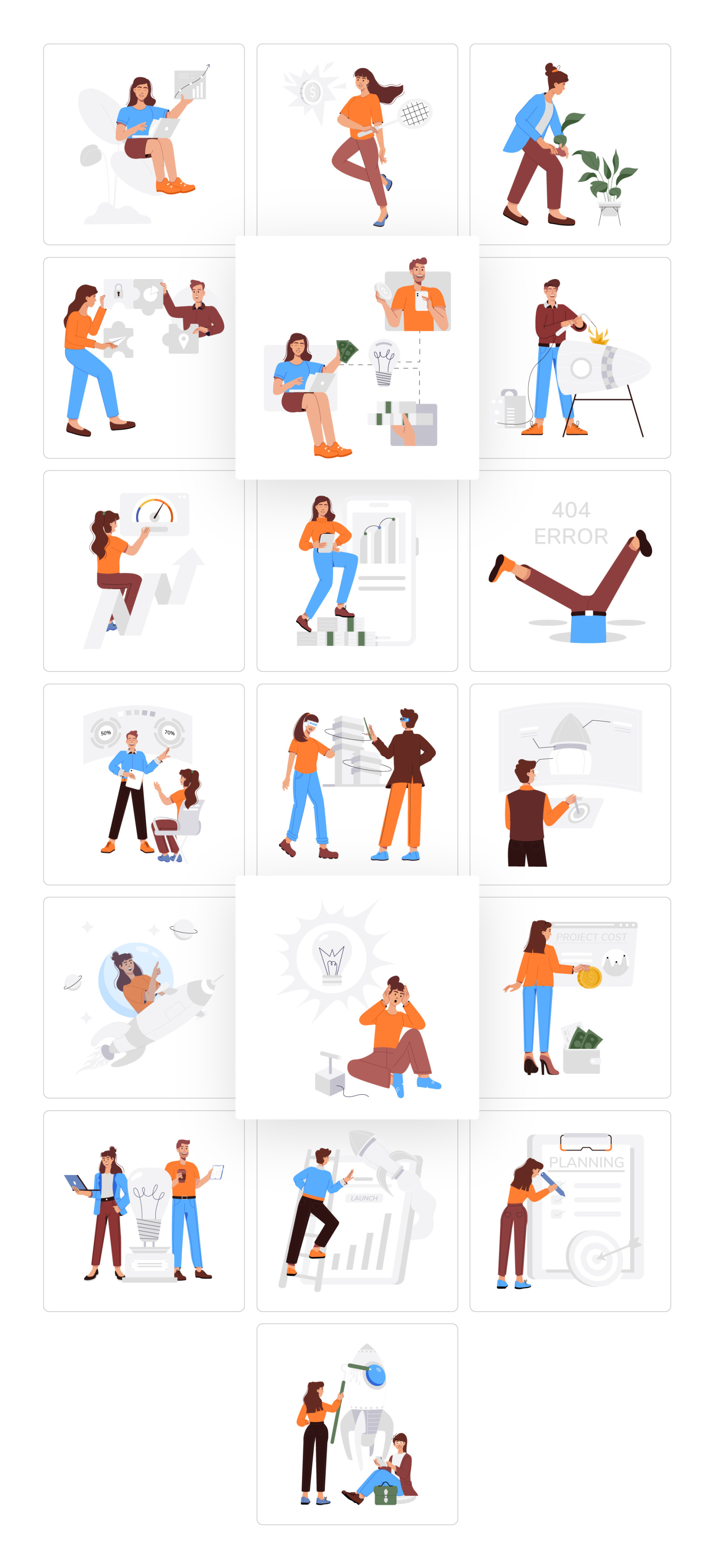 Business Startup Illustration Set