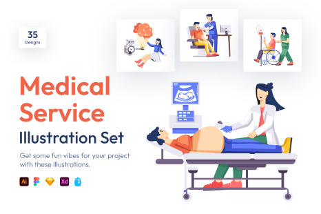 Medical Service Illustration Set - Flat characters