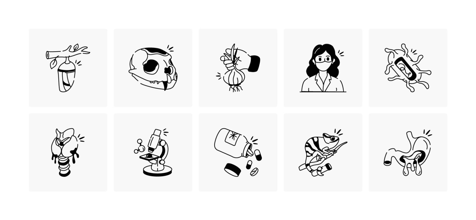 Biology Doodles Icons Set Biology Doodles Icons Set