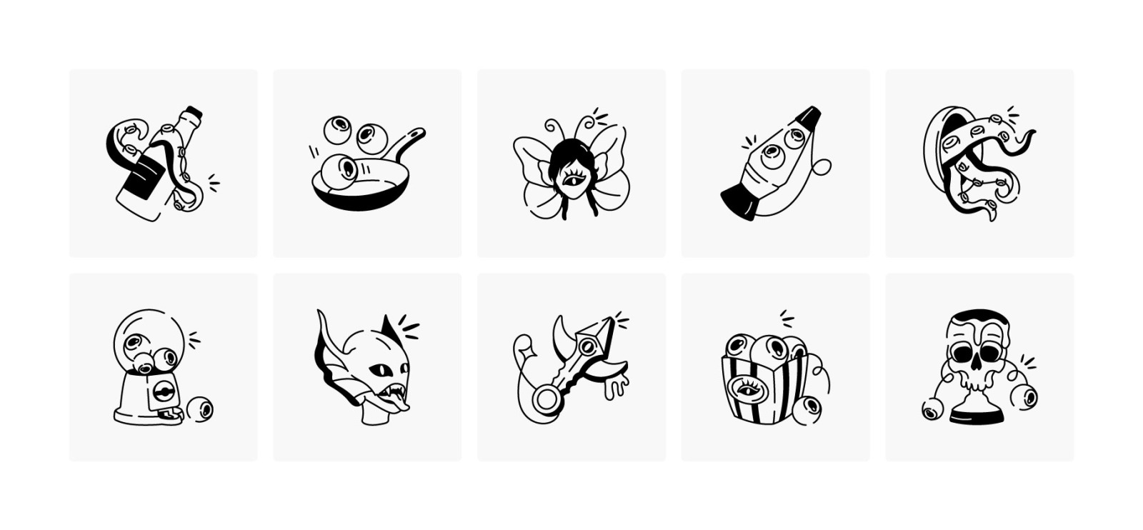 Spooky and Scary Doodles Icons Spooky and Scary Doodles Icons