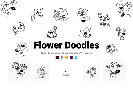 75 Flower Doodles - Botanical