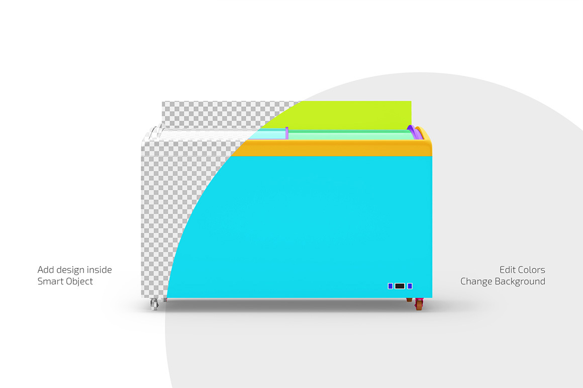 Ice Cream Display Fridge Mockup Set Ice Cream Display Fridge Mockup Set