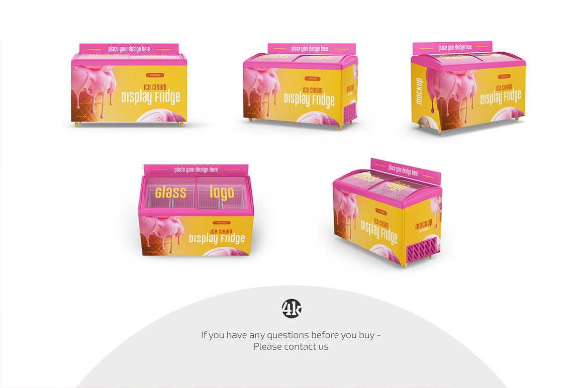 Ice Cream Display Fridge Mockup Set Ice Cream Display Fridge Mockup Set