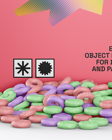 Box With Cereal Mockup