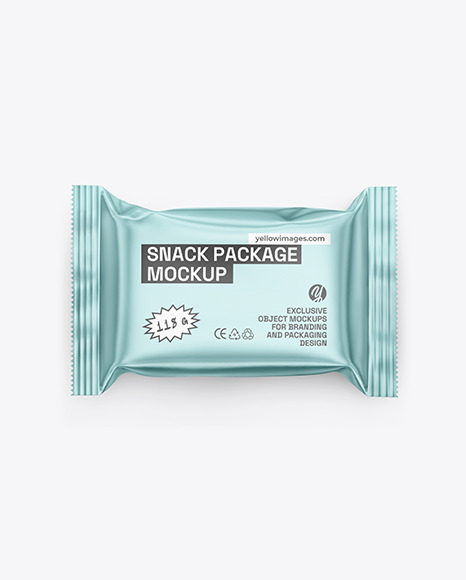 Matte Metallic Snack Package Mockup - 3d packaging mockup