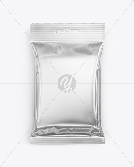 Glossy Metallic Snack Package Mockup