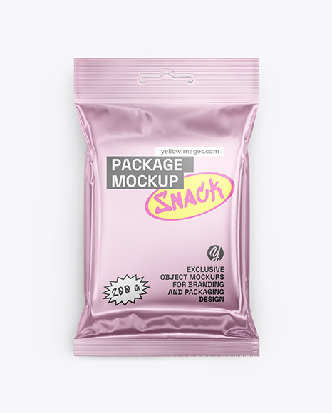 Glossy Metallic Snack Package Mockup - Product package mockup