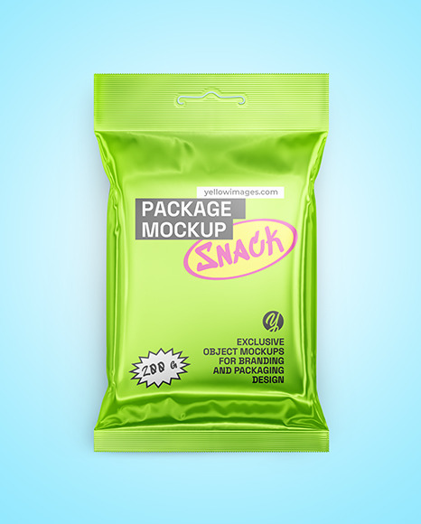 Glossy Metallic Snack Package Mockup