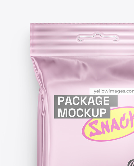 Glossy Metallic Snack Package Mockup