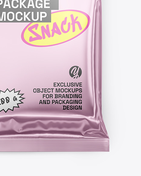 Glossy Metallic Snack Package Mockup