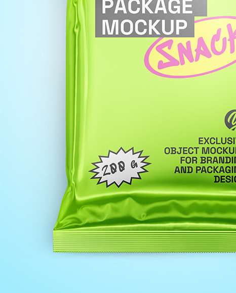 Glossy Metallic Snack Package Mockup