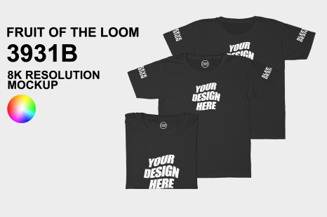 Fruit of the Loom 3931B Tshirt Mockup - Apparel mockups