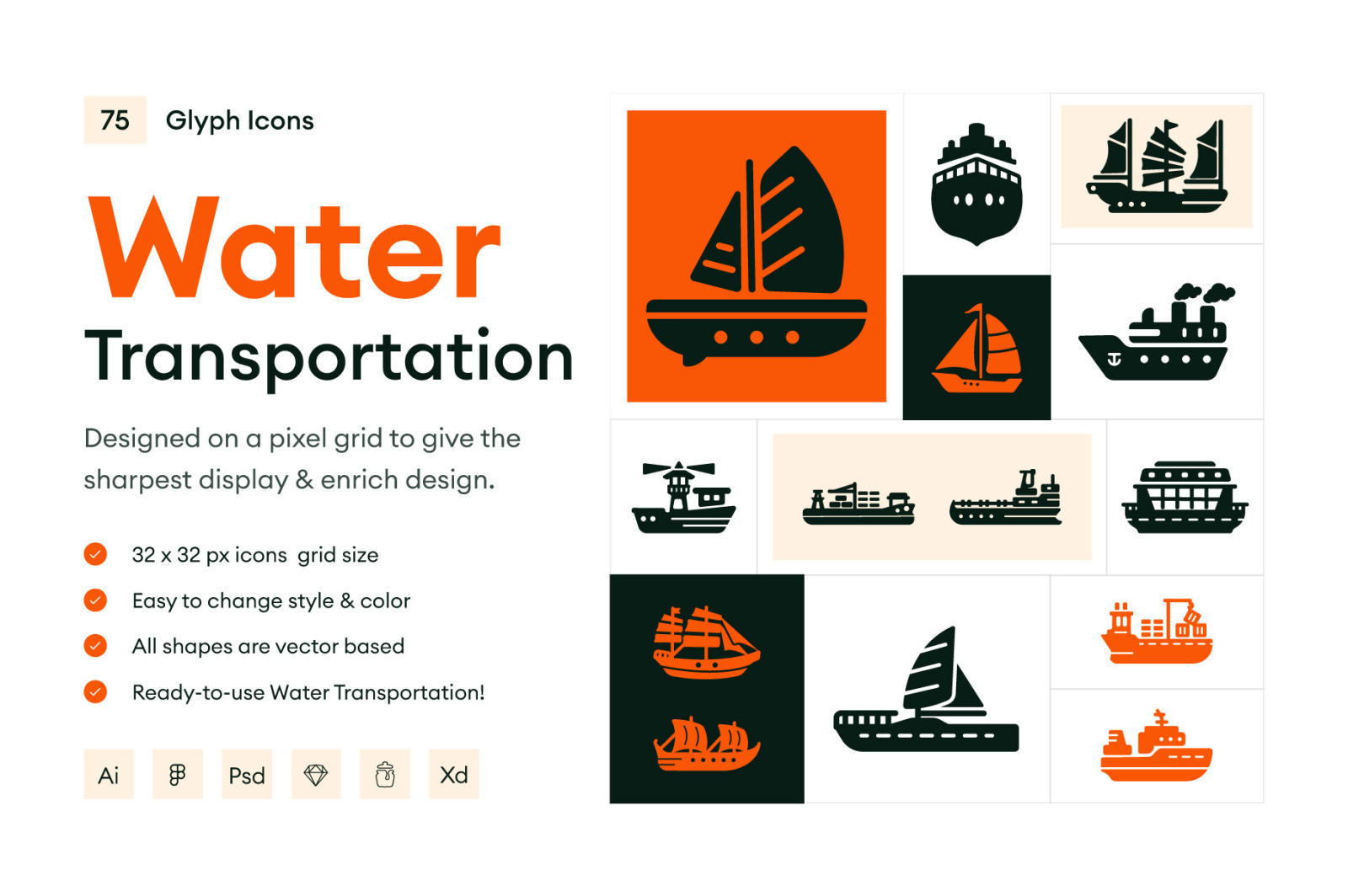 Water Transportation Icons Water Transportation Icons