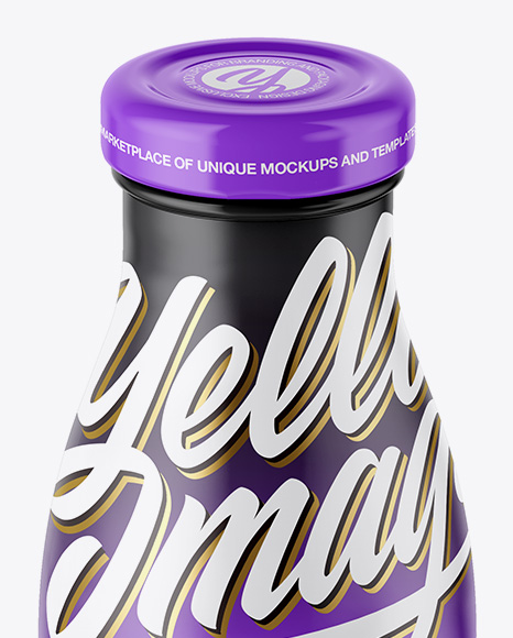 Glass Bottle in Matte Shrink Sleeve Mockup - Front View (High Angle Shot)