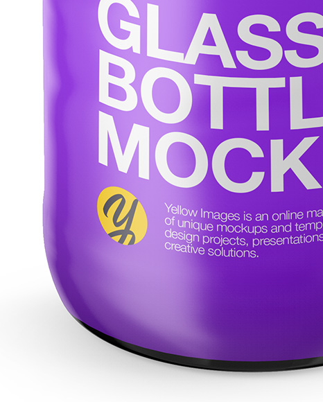 Glass Bottle in Matte Shrink Sleeve Mockup - Front View (High Angle Shot)