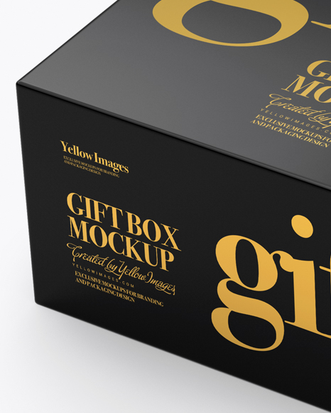 Opened Glossy Gift Box Mockup - Half Side View (High-Angle Shot)