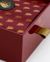 Opened Glossy Gift Box Mockup - Half Side View (High-Angle Shot)