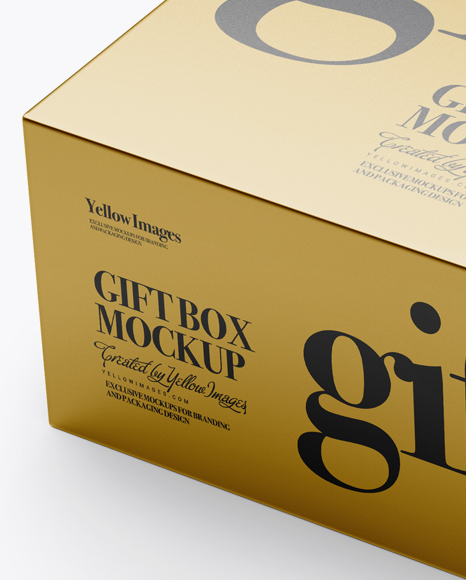 Opened Metallic Gift Box Mockup - Half Side View