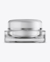 Clear Glass Square Cosmetic Jar Mockup - Front View