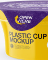 Glossy Plastic Cup With Foil Lid Mockup (High-Angle Shot)