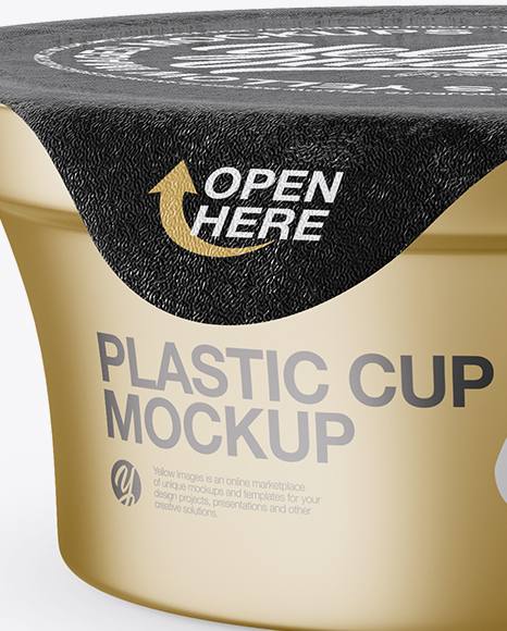 Metallic Plastic Cup With Foil Lid Mockup (High-Angle Shot)