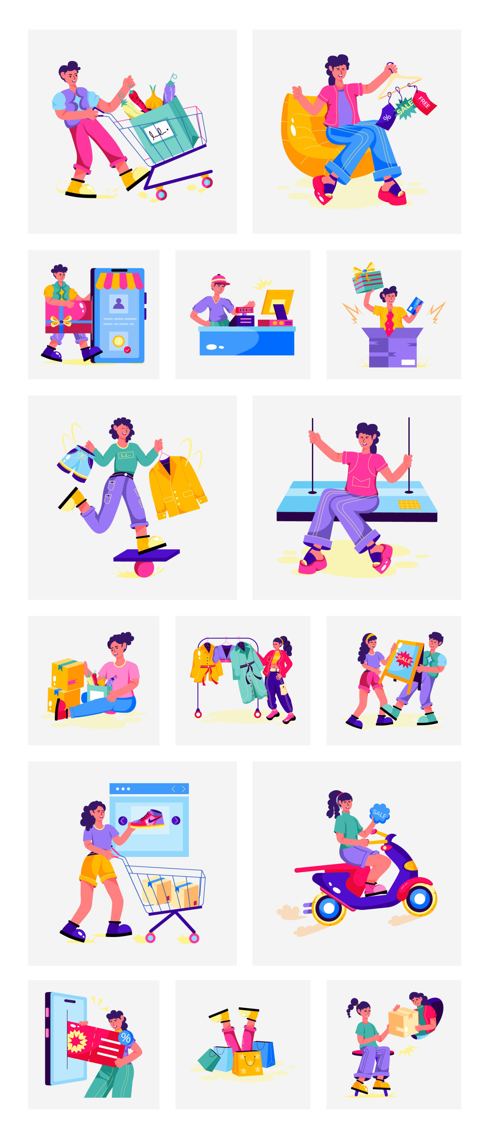 Shopping Illustration Set Shopping Illustration Set