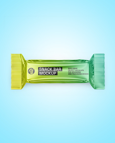 Glossy Metallic Snack Package Mockup