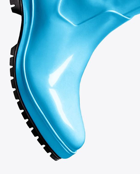 Rain Boots on Jumping Women's Legs with Jeans Mock