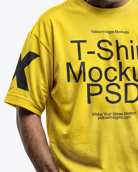 An Elderly Man with Sunglasses Wearing a T-shirt and Jeans Mockup